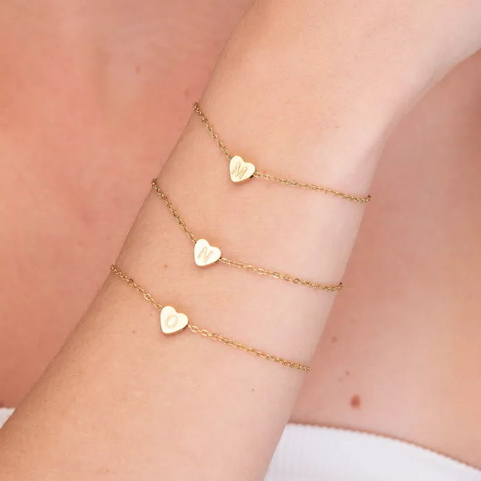 Bracelets The Heart Pendant Initial Letter Bracelet Camile Stone