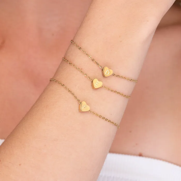 Bracelets The Heart Pendant Initial Letter Bracelet Camile Stone