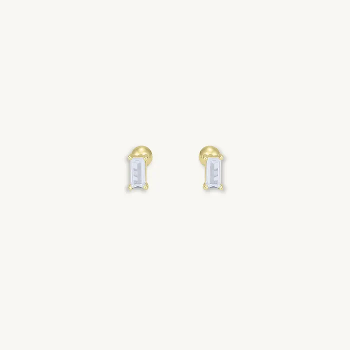 Camile Stone Earrings Baguette Barbell Stud Cartilage Earrings