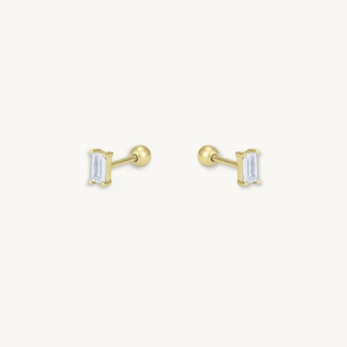 Camile Stone Earrings Baguette Barbell Stud Cartilage Earrings
