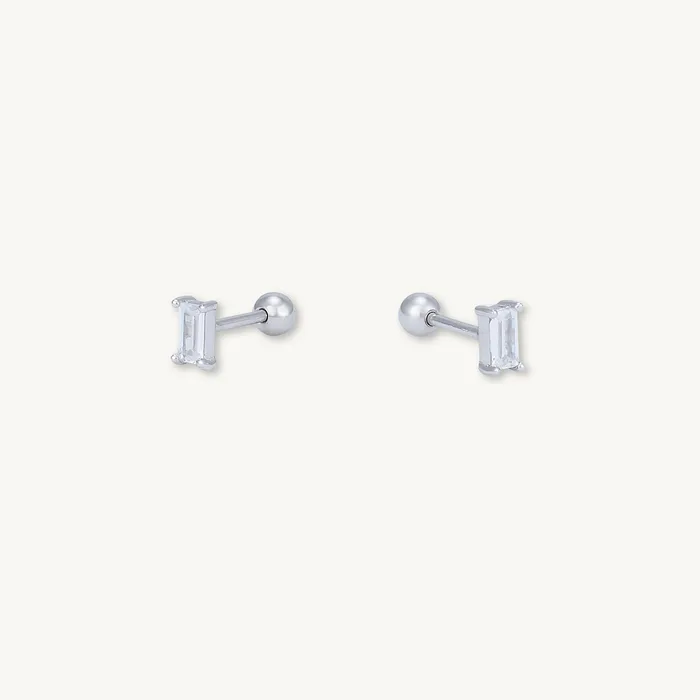 Camile Stone Earrings Baguette Barbell Stud Cartilage Earrings