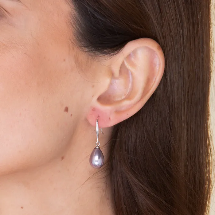 Camile Stone Earrings Purple Teardrop Pearl Drop Earrings
