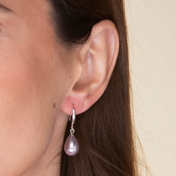 Camile Stone Earrings Purple Teardrop Pearl Drop Earrings