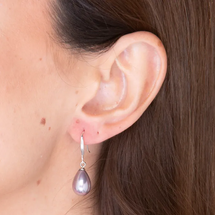 Camile Stone Earrings Purple Teardrop Pearl Drop Earrings