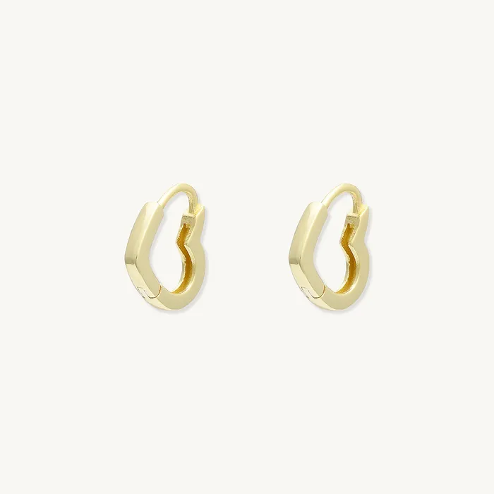 Camile Stone Heart Huggie Hoop Earrings Earrings