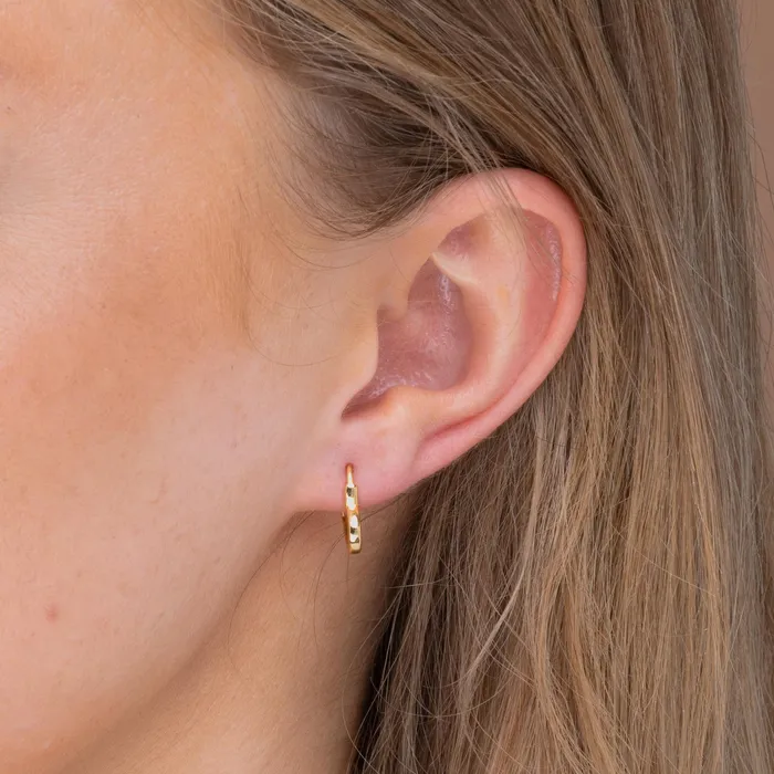 Camile Stone Heart Huggie Hoop Earrings Earrings