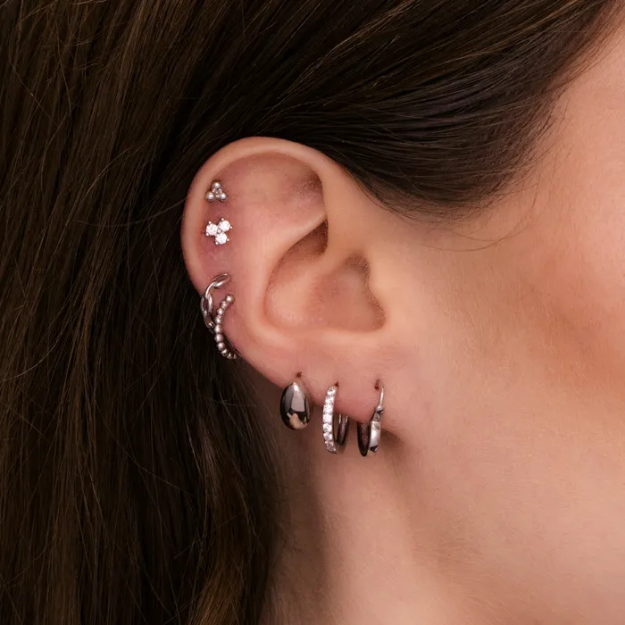 Camile Stone Heart Huggie Hoop Earrings Earrings