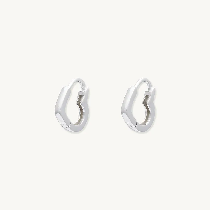 Camile Stone Heart Huggie Hoop Earrings Earrings
