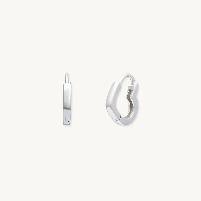 Camile Stone Heart Huggie Hoop Earrings Earrings