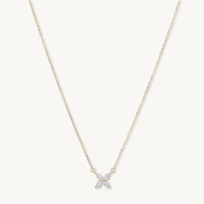 Camile Stone Necklaces Clover Marquise Sapphire Chain Necklace