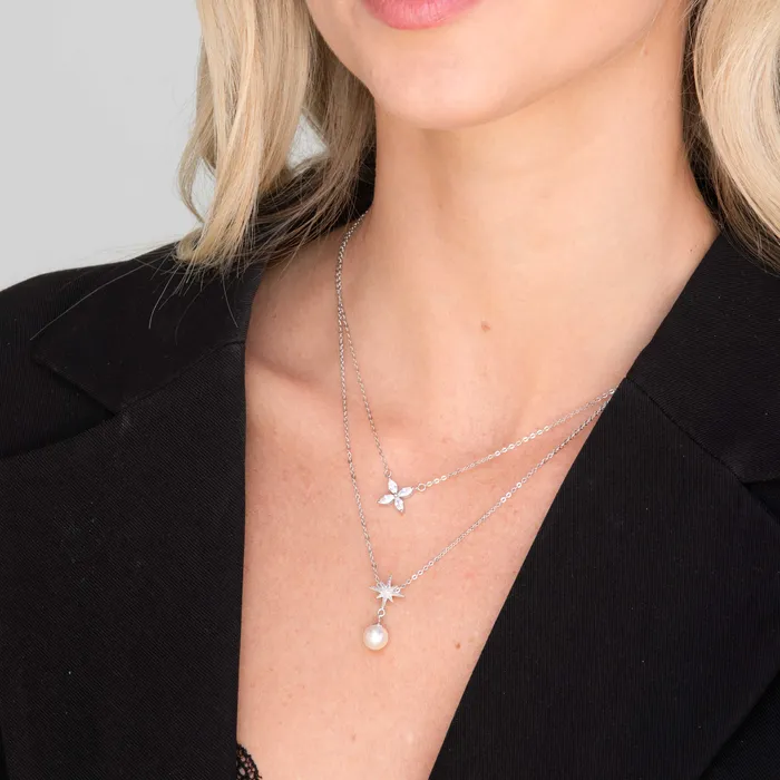 Camile Stone Necklaces Clover Marquise Sapphire Chain Necklace