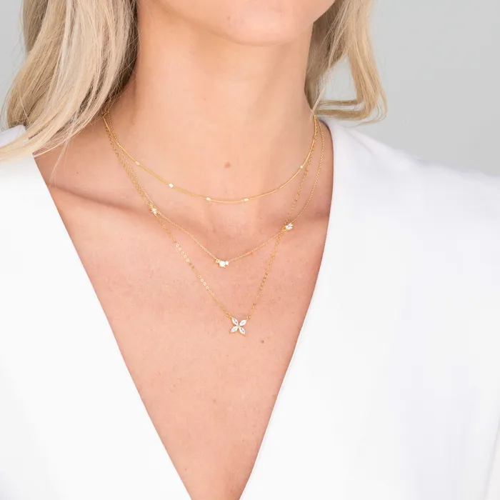 Camile Stone Necklaces Clover Marquise Sapphire Chain Necklace