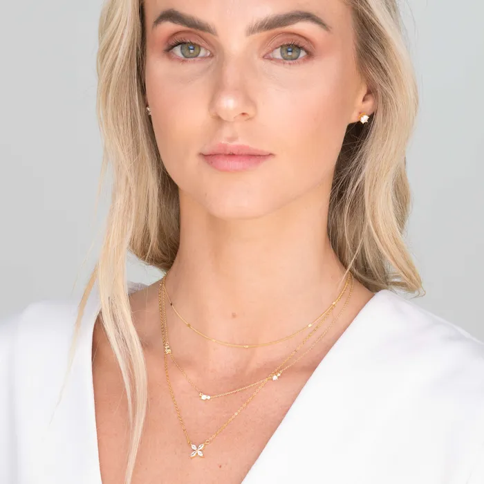 Camile Stone Necklaces Clover Marquise Sapphire Chain Necklace