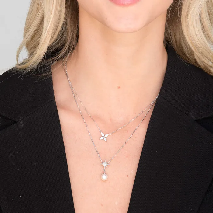 Camile Stone Necklaces Clover Marquise Sapphire Chain Necklace