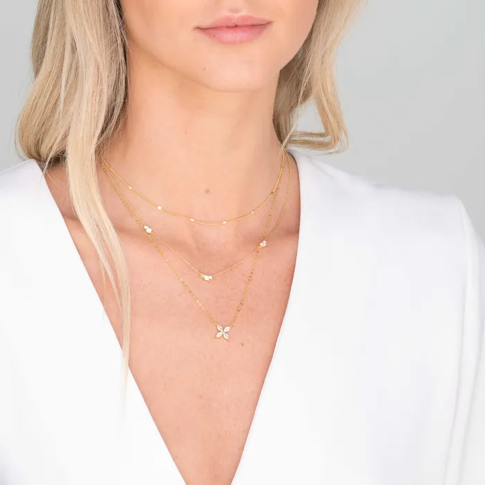 Camile Stone Necklaces Clover Marquise Sapphire Chain Necklace