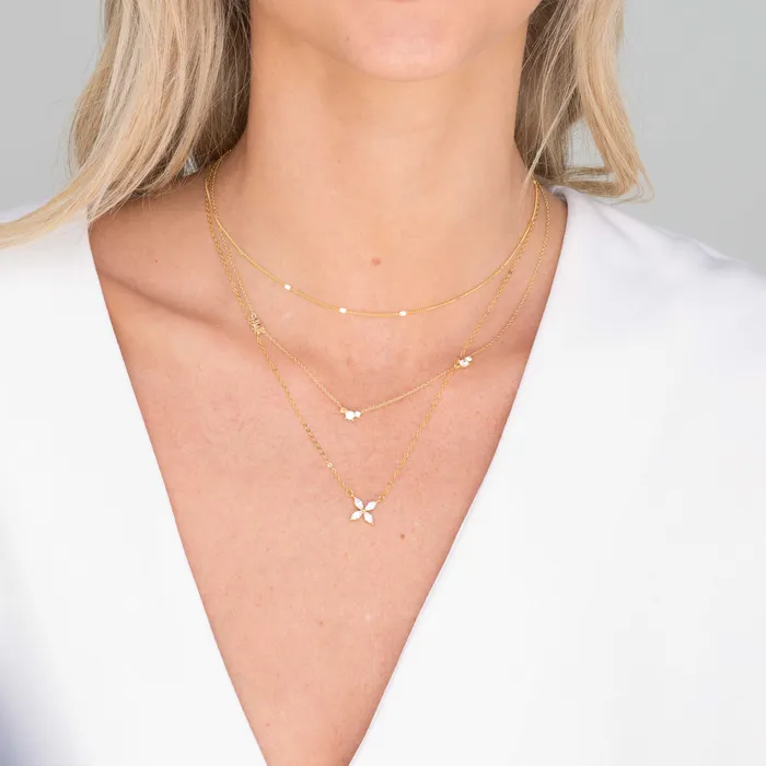 Camile Stone Necklaces Clover Marquise Sapphire Chain Necklace