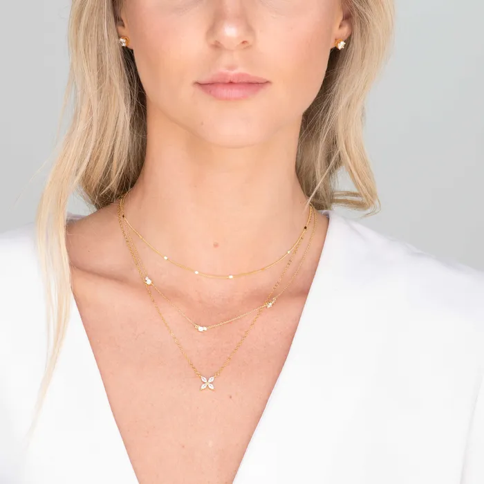 Camile Stone Necklaces Clover Marquise Sapphire Chain Necklace