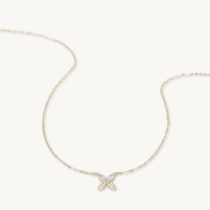 Camile Stone Necklaces Clover Marquise Sapphire Chain Necklace