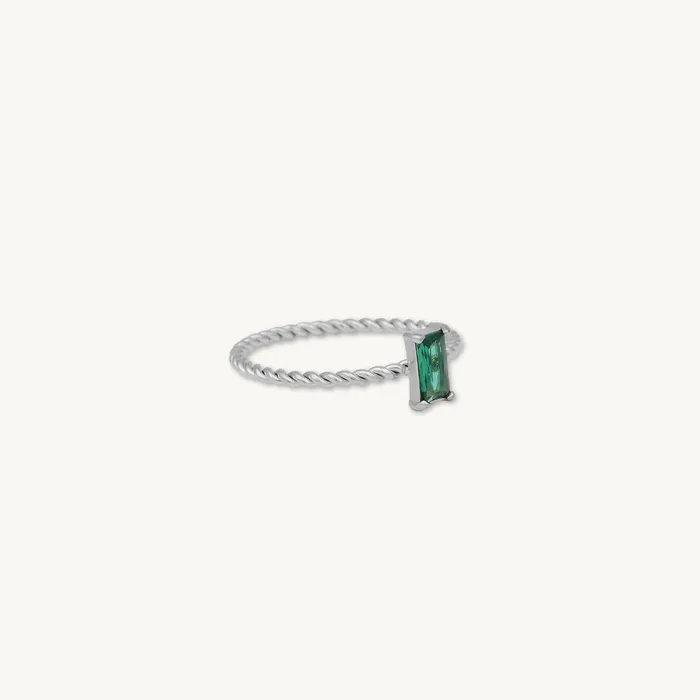 Camile Stone Rings Emerald Baguette Twist Ring