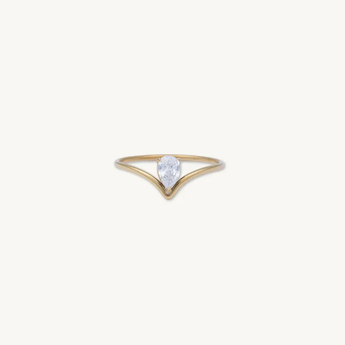 Camile Stone Rings V Band Teardrop Sapphire Ring