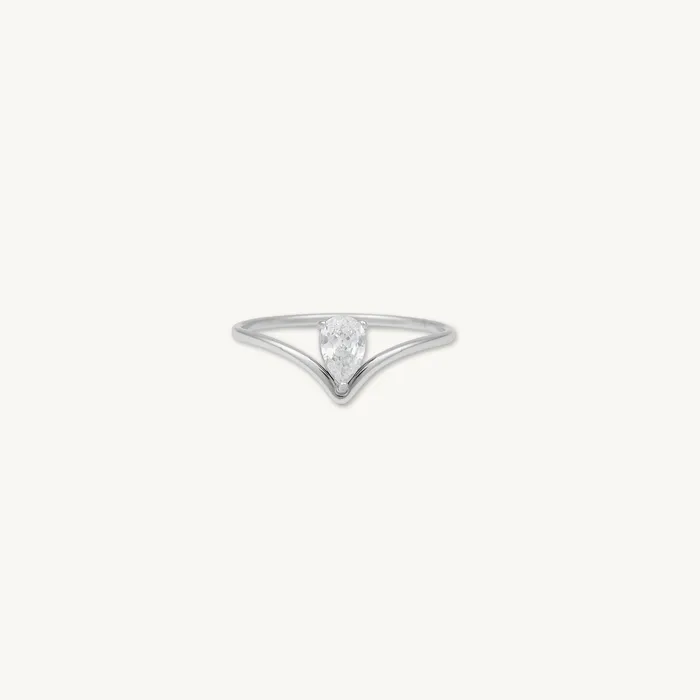 Camile Stone Rings V Band Teardrop Sapphire Ring
