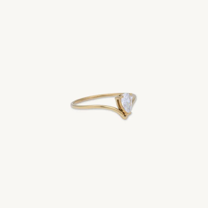 Camile Stone Rings V Band Teardrop Sapphire Ring
