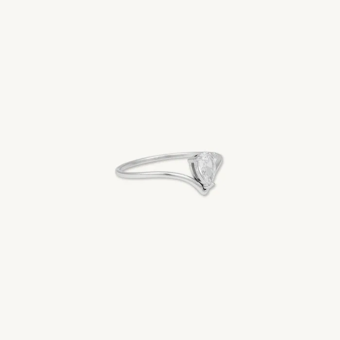 Camile Stone Rings V Band Teardrop Sapphire Ring
