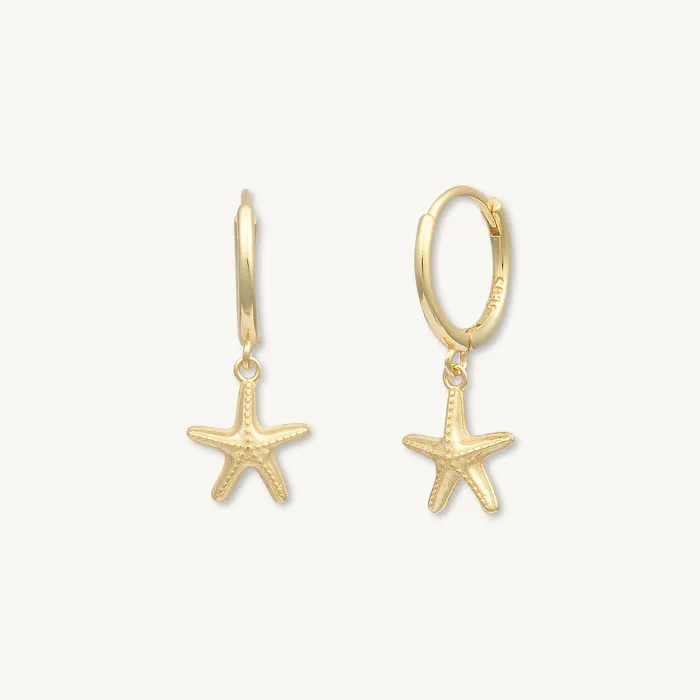 Camile Stone Starfish Hoop Huggie Earrings Earrings
