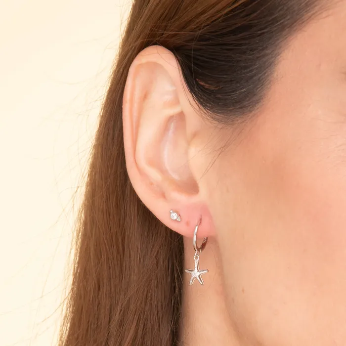 Camile Stone Starfish Hoop Huggie Earrings Earrings