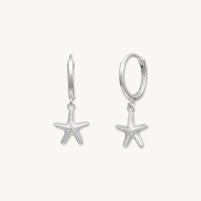 Camile Stone Starfish Hoop Huggie Earrings Earrings