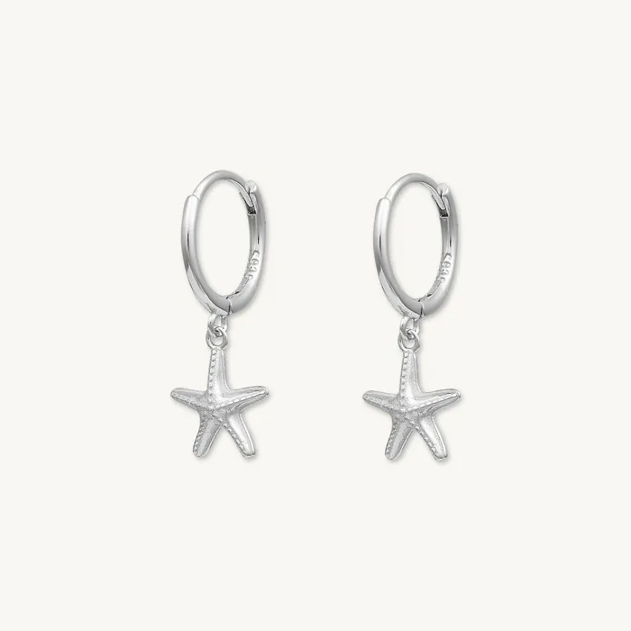 Camile Stone Starfish Hoop Huggie Earrings Earrings