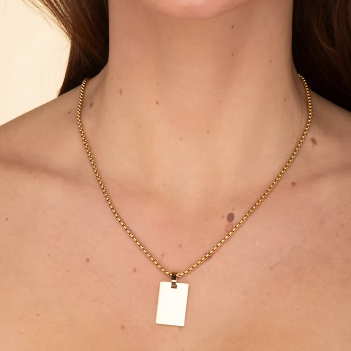 Camile Stone Statement Tag Engraved Personalised Necklace Necklaces