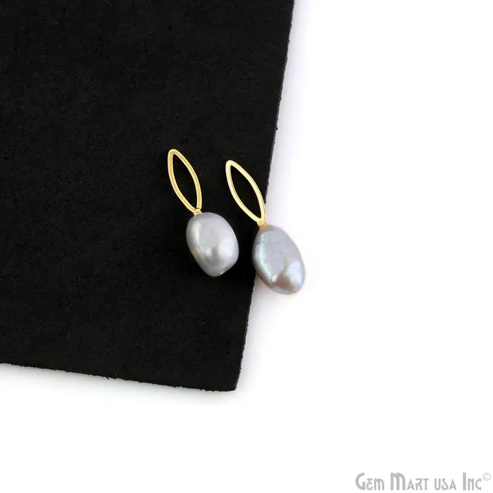 Charm Necklaces GemMartUSA Freshwater Baroque Black Pearl Charm Gold Marquise Loop 25x8mm 1pair Charm Necklaces GemMartUSA Freshwater Baroque Black Pearl Charm Gold Marquise Loop 25x8mm 1pair
