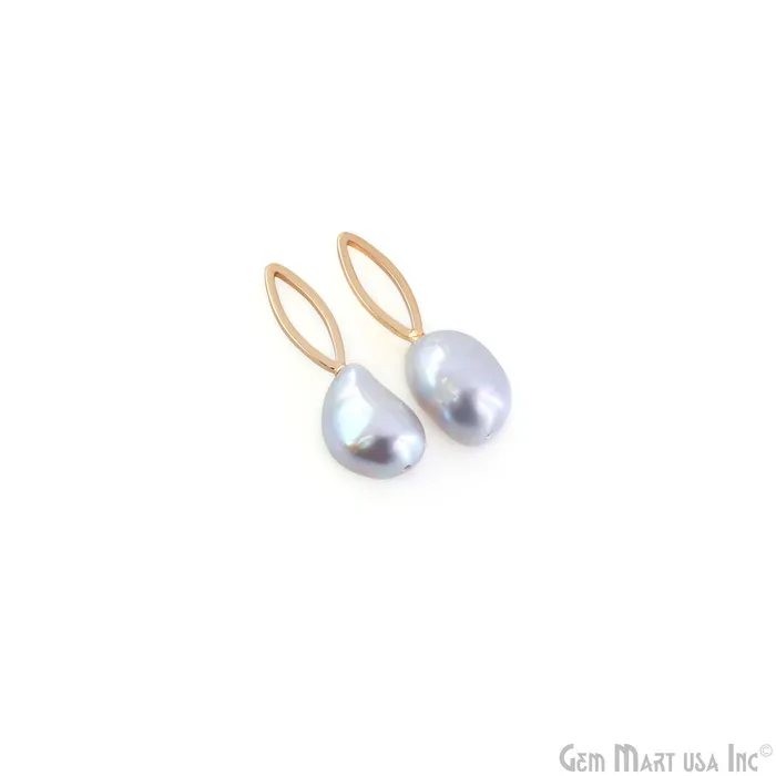 Charm Necklaces GemMartUSA Freshwater Baroque Black Pearl Charm Gold Marquise Loop 25x8mm 1pair Charm Necklaces GemMartUSA Freshwater Baroque Black Pearl Charm Gold Marquise Loop 25x8mm 1pair