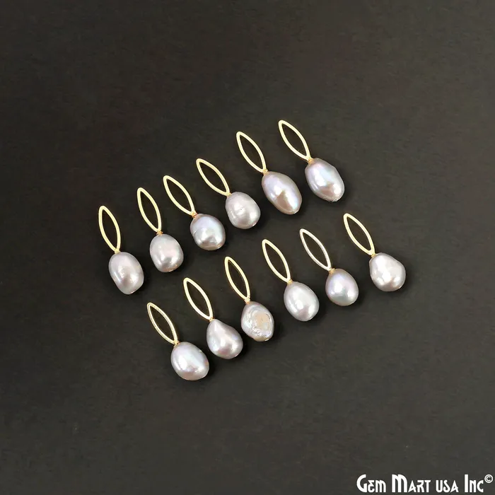Charm Necklaces GemMartUSA Freshwater Baroque Black Pearl Charm Gold Marquise Loop 25x8mm 1pair Charm Necklaces GemMartUSA Freshwater Baroque Black Pearl Charm Gold Marquise Loop 25x8mm 1pair