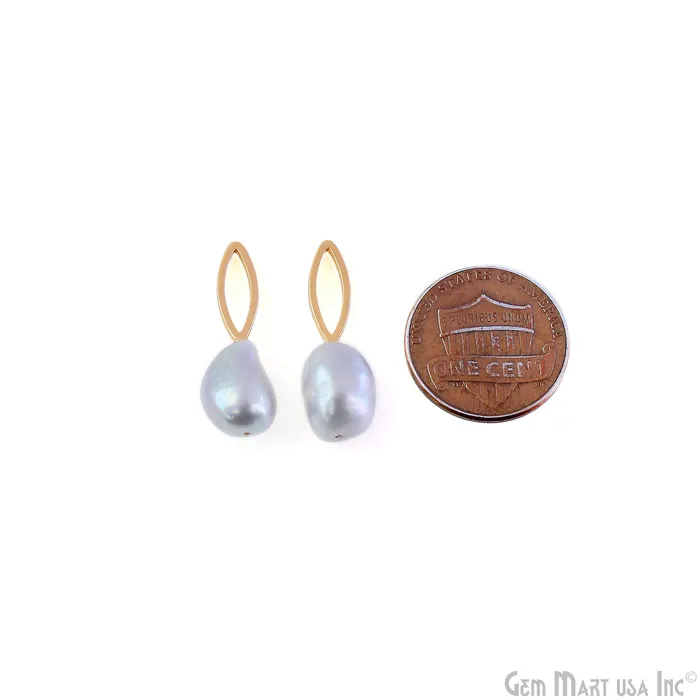 Charm Necklaces GemMartUSA Freshwater Baroque Black Pearl Charm Gold Marquise Loop 25x8mm 1pair Charm Necklaces GemMartUSA Freshwater Baroque Black Pearl Charm Gold Marquise Loop 25x8mm 1pair
