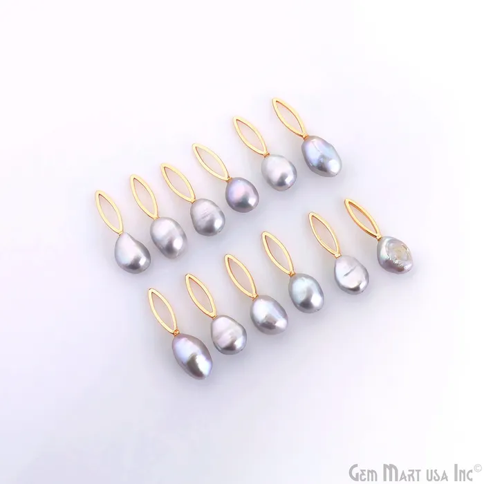 Charm Necklaces GemMartUSA Freshwater Baroque Black Pearl Charm Gold Marquise Loop 25x8mm 1pair Charm Necklaces GemMartUSA Freshwater Baroque Black Pearl Charm Gold Marquise Loop 25x8mm 1pair