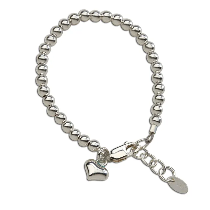 Cherished Moments Bracelets Sterling Silver Beaded Puff Heart Bracelet for Babies Girls and Women Cherished Moments Bracelets Sterling Silver Beaded Puff Heart Bracelet for Babies Girls and Women