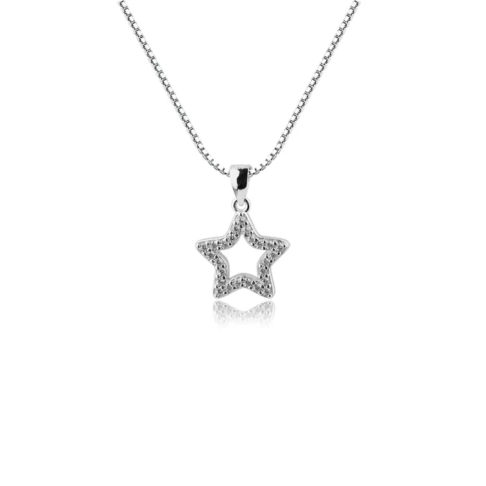 Cherished Moments Necklaces SALE Childrens Sterling Silver Hollow Star Necklace with CZs Cherished Moments Necklaces SALE Childrens Sterling Silver Hollow Star Necklace with CZs