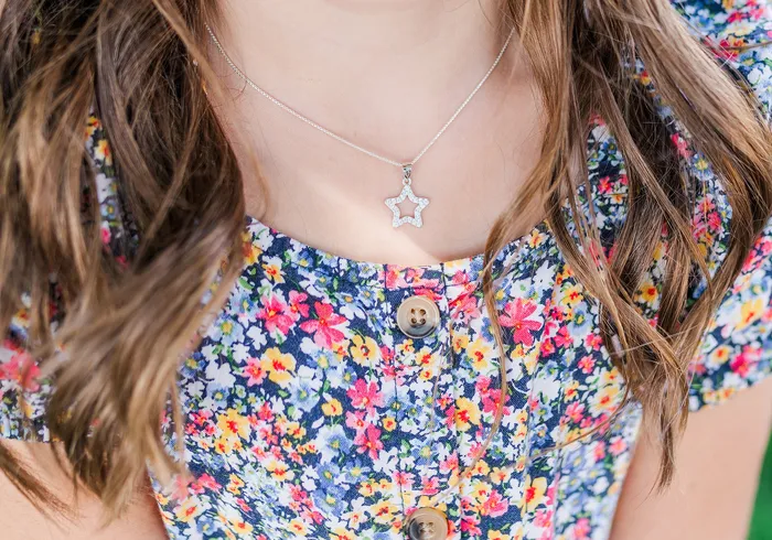 Cherished Moments Necklaces SALE Childrens Sterling Silver Hollow Star Necklace with CZs