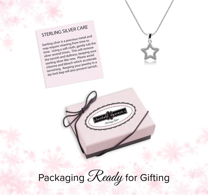 Cherished Moments Necklaces SALE Childrens Sterling Silver Hollow Star Necklace with CZs