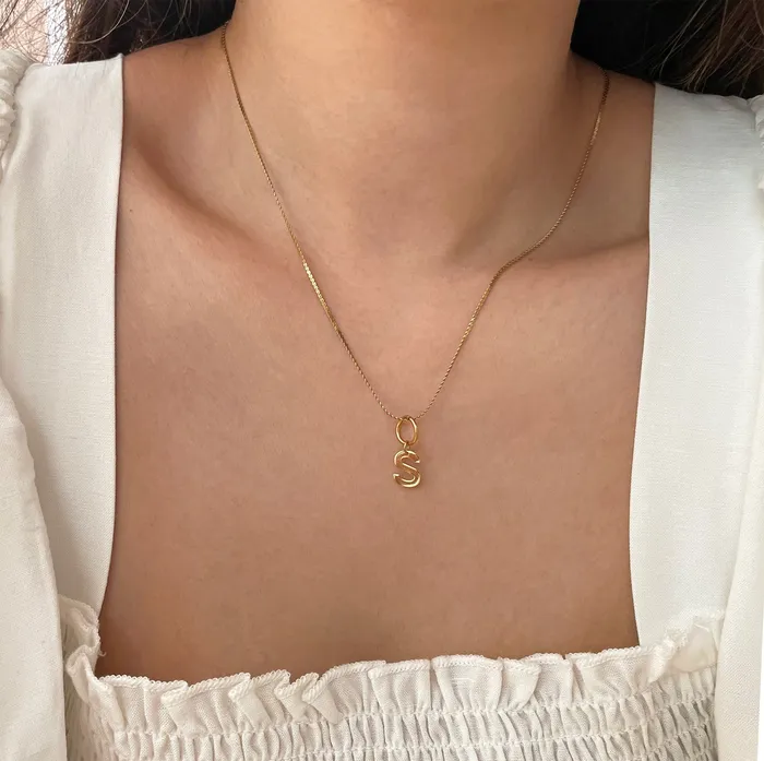 CLASSIC GOLD ALPHABET LETTER CHARM Mai Dsire Charm Necklaces