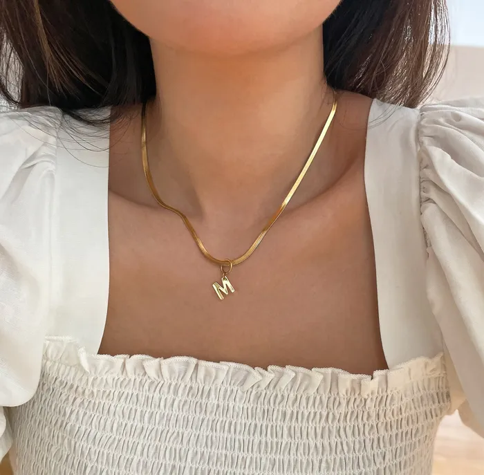 CLASSIC GOLD ALPHABET LETTER CHARM Mai Dsire Charm Necklaces