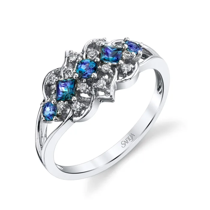 Crown Princess 18K White Gold Natural Alexandrite Ring Safiya Jewels Rings