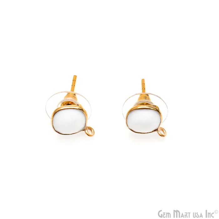 Cushion Faceted 8mm Single Bail Gold Plated Gemstone Stud Earrings GemMartUSA Earrings Cushion Faceted 8mm Single Bail Gold Plated Gemstone Stud Earrings GemMartUSA Earrings