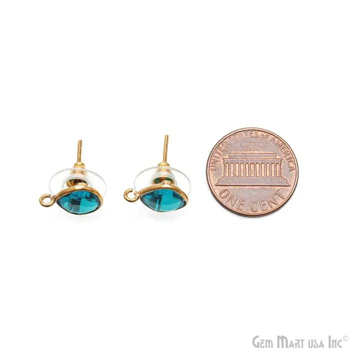 Cushion Faceted 8mm Single Bail Gold Plated Gemstone Stud Earrings GemMartUSA Earrings Cushion Faceted 8mm Single Bail Gold Plated Gemstone Stud Earrings GemMartUSA Earrings