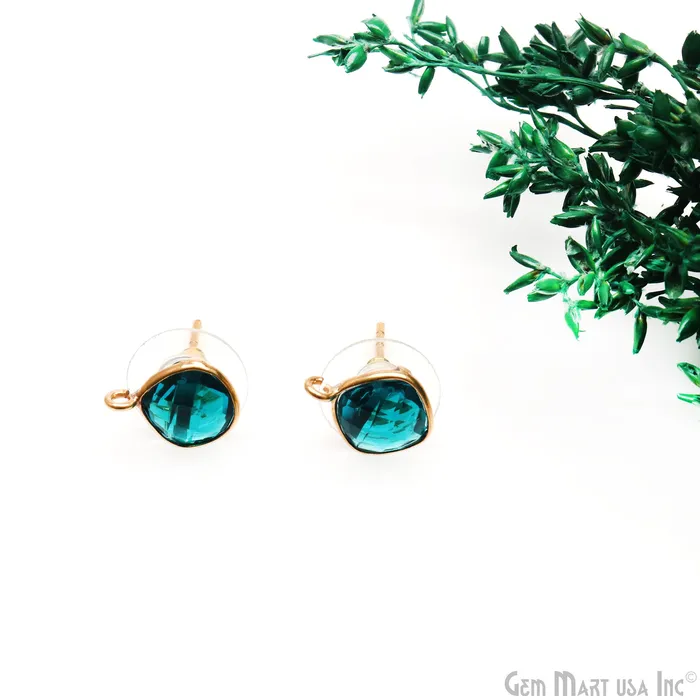 Cushion Faceted 8mm Single Bail Gold Plated Gemstone Stud Earrings GemMartUSA Earrings Cushion Faceted 8mm Single Bail Gold Plated Gemstone Stud Earrings GemMartUSA Earrings