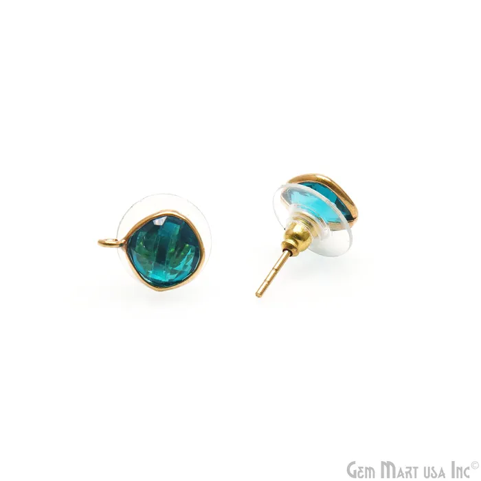 Cushion Faceted 8mm Single Bail Gold Plated Gemstone Stud Earrings GemMartUSA Earrings Cushion Faceted 8mm Single Bail Gold Plated Gemstone Stud Earrings GemMartUSA Earrings