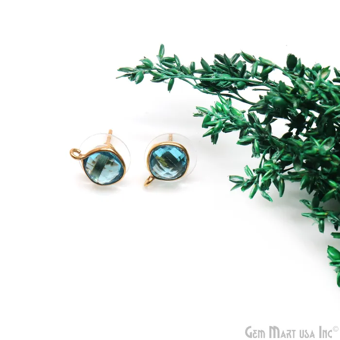 Cushion Faceted 8mm Single Bail Gold Plated Gemstone Stud Earrings GemMartUSA Earrings Cushion Faceted 8mm Single Bail Gold Plated Gemstone Stud Earrings GemMartUSA Earrings