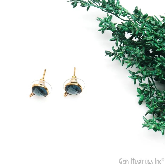 Cushion Faceted 8mm Single Bail Gold Plated Gemstone Stud Earrings GemMartUSA Earrings Cushion Faceted 8mm Single Bail Gold Plated Gemstone Stud Earrings GemMartUSA Earrings
